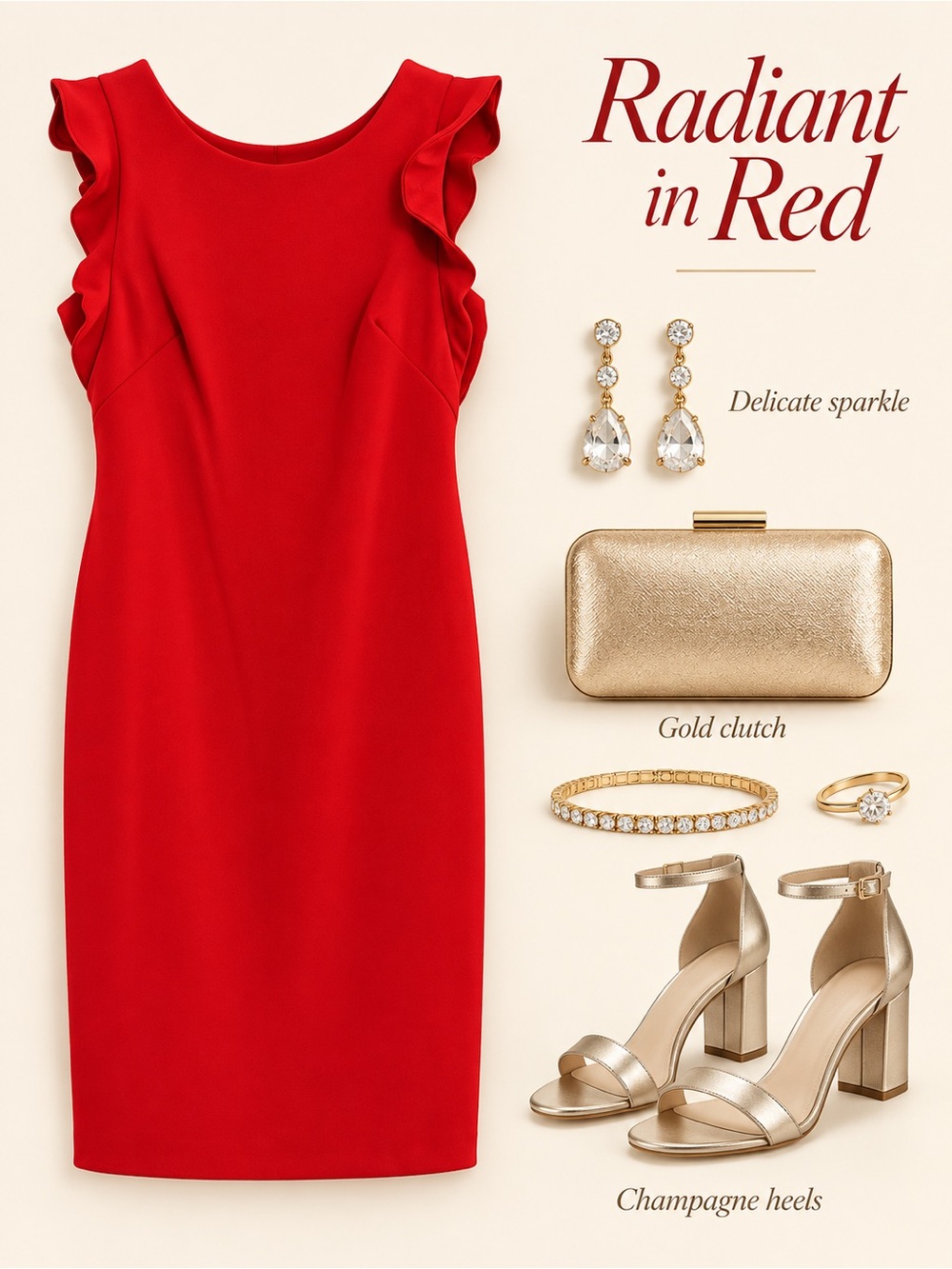 Calvin Klein Vibrant Red Ruffle-Sleeve Sheath Dress